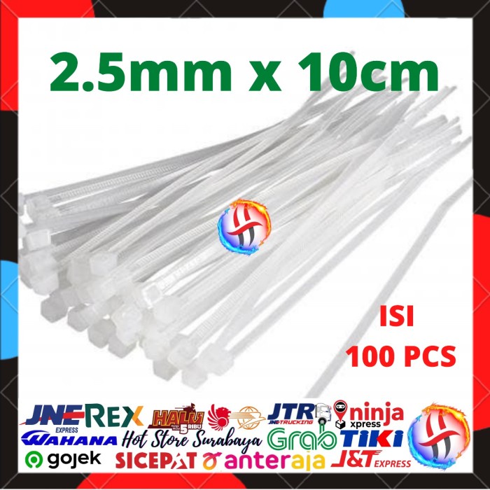 kabel ties 10cm Putih 100mm kabel tis 10 cm isi 100 Cable Ties White Tali Serut Pengikat Plastik ORI