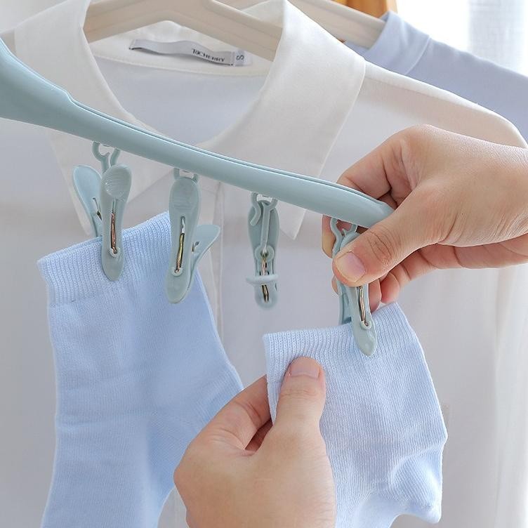 GANTUNGAN BAJU JEPITAN 8 IN 1 HANGER JEPIT JEMURAN PAKAIAN/KAOS KAKI