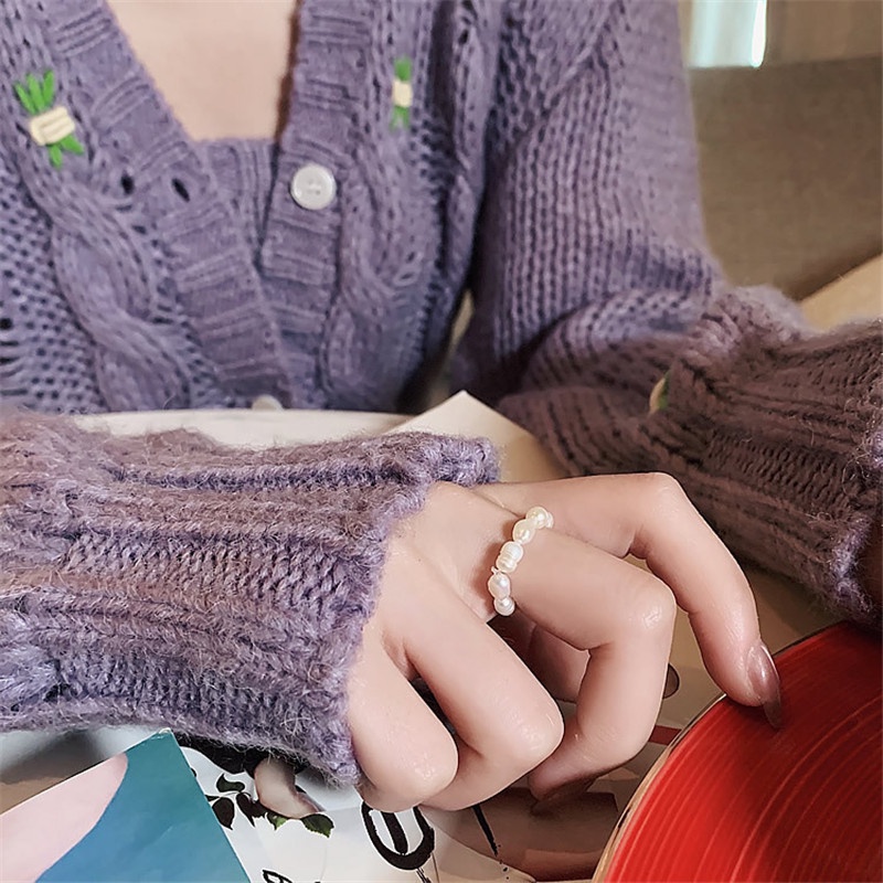 [ACKER] Cincin Mutiara Kepribadian Mode Wanita Sederhana Cincin Jari Telunjuk