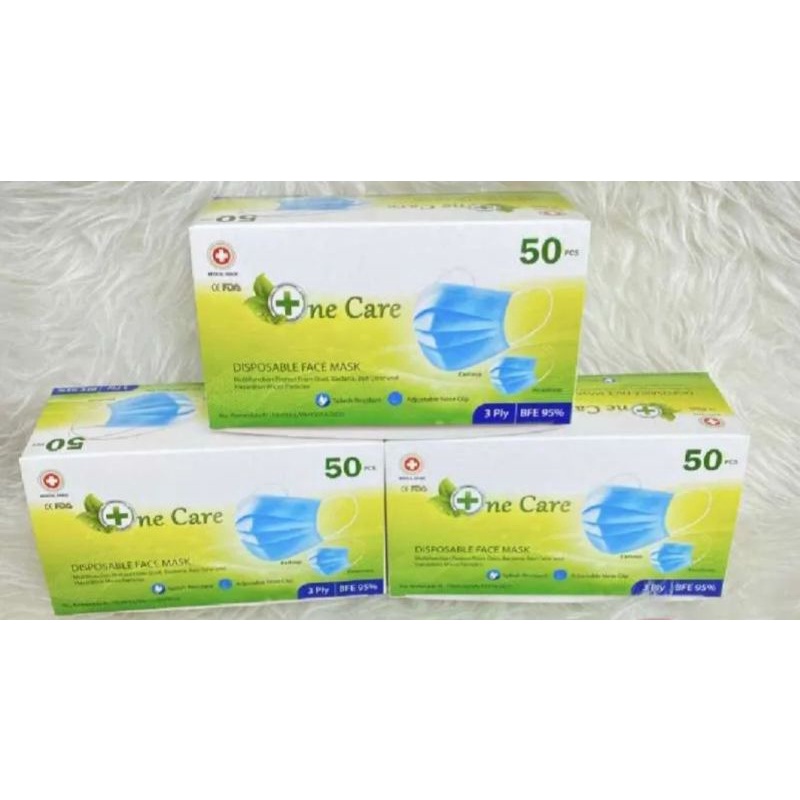 masker one care 3ply earloop 50pcs