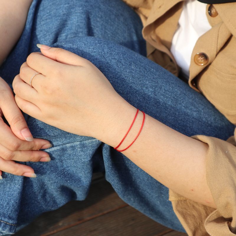 Gelang Polos Tali Korea 1mm Warna Merah Gelang Pria Wanita