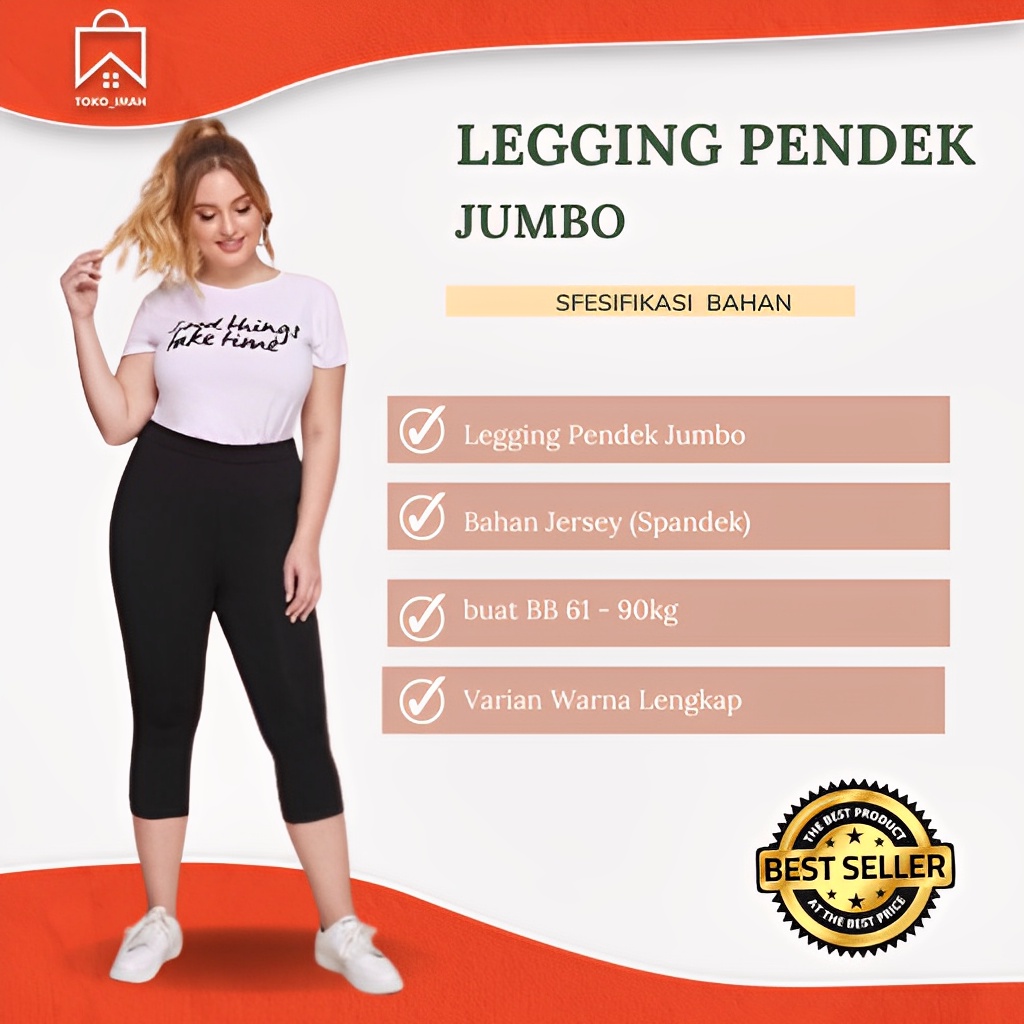 LEGGING PENDEK JUMBO/LEJING WANITA MURAH BAHAN SPANDEK JERSEY HIGH  QUALITY JUMBO XXL BISA COD