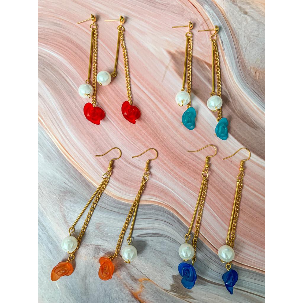 Senada Victory Anting Juntai  Mutiara layer Bunga Aksesoris Wanita AM035