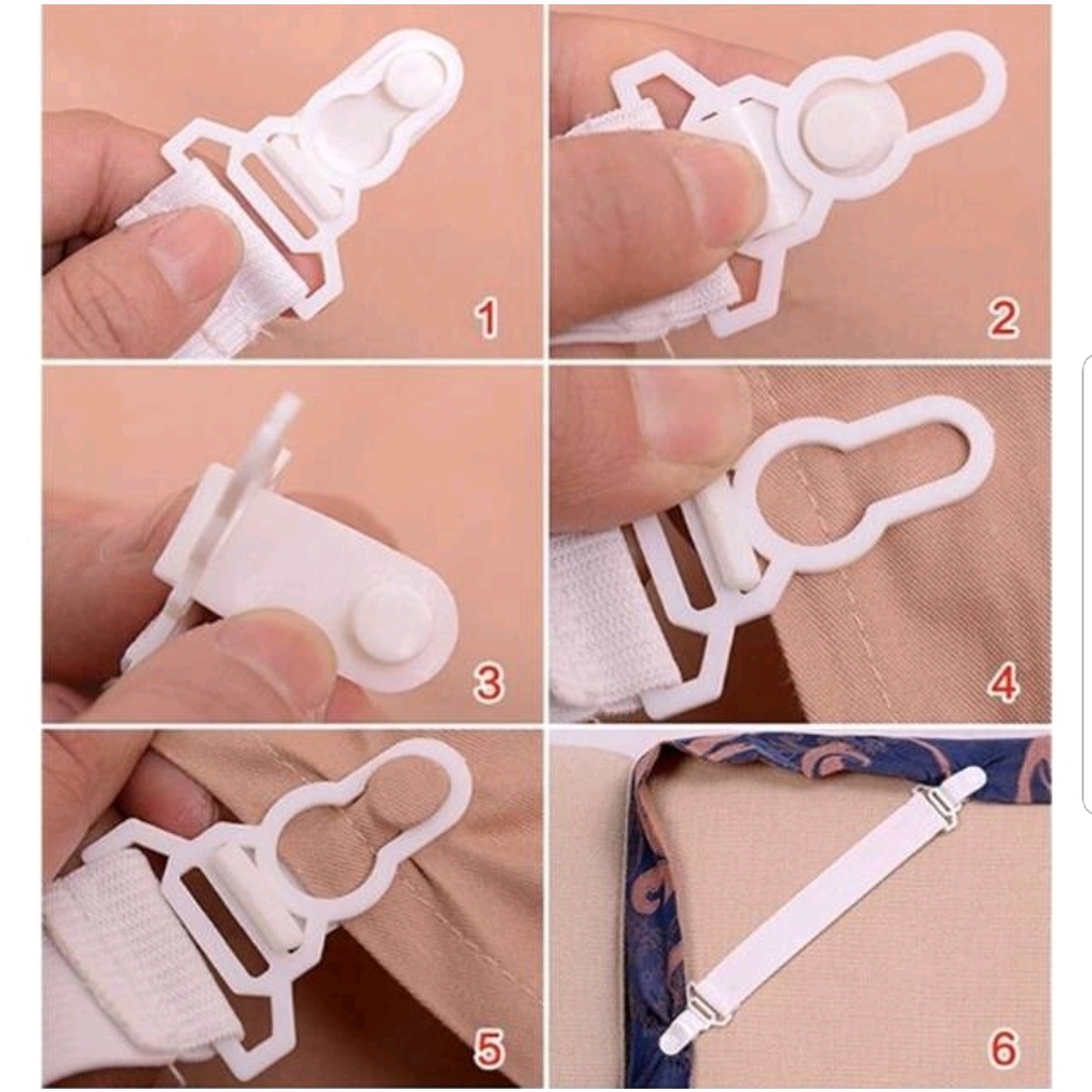 Pengait Sprei Karet Jepitan Sudut Sprei Kasur Sheet Gripper Isi 4pcs