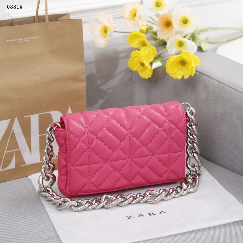 ZR  Quilted Shoulder Bag With Metal Chain 0881