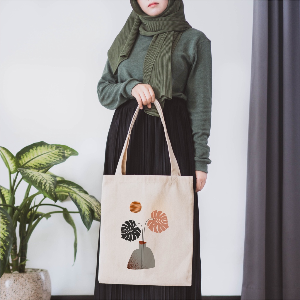 Sevine Tote Bag Kanvas Tas Fashion Totebag Wanita DTF Printing Nordic Aesthetic Series - KTF7