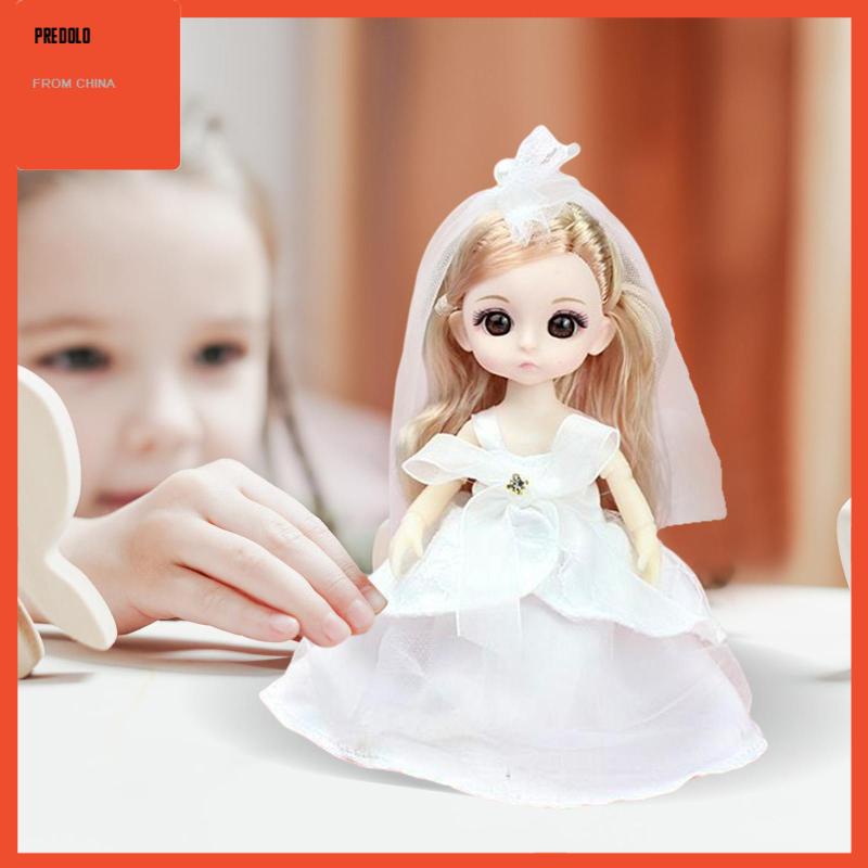 15cm BJD Doll 6inch 13 Jointed Accessories Long Hair Wedding Dress for Girls