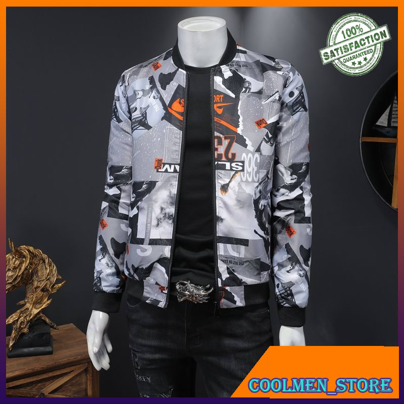 Jaket Pria Kasual Premium Impor 2021 New Men Floral Jacket Fashion Men's Big Size Coat Vintage