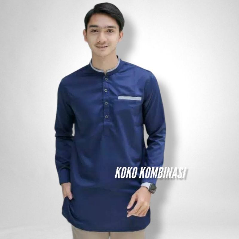 Baju Koko Polos Pria Dewasa Lengan Panjang Bahan Katun TOYOBO TOJIRO Ukuran M L XL Army Putih Maroon