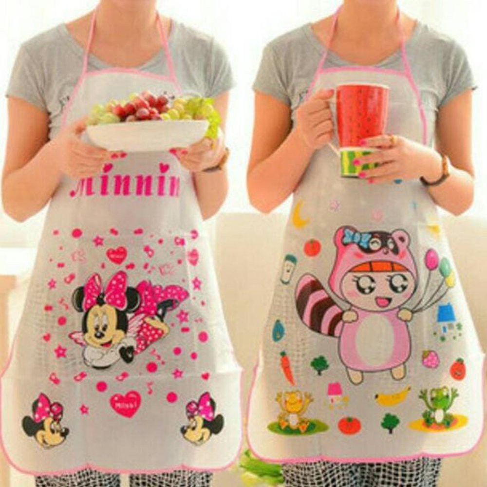 Apron Celemek Masak Karakter Lucu Waterproof / Anti Air