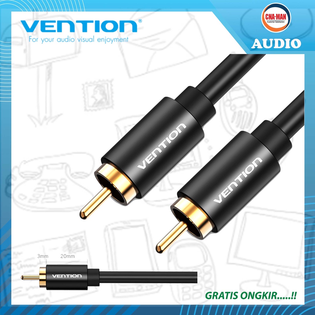 Vention Kabel Aux Audio Video RCA Coaxial Male to Male 1M 1.5M 2M