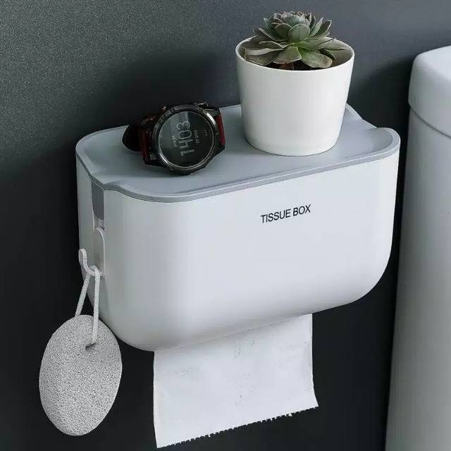 Jual Tempat Tissue Toilet Roll Anti Air Tanpa Bor Dinding Kotak Tisu Wc