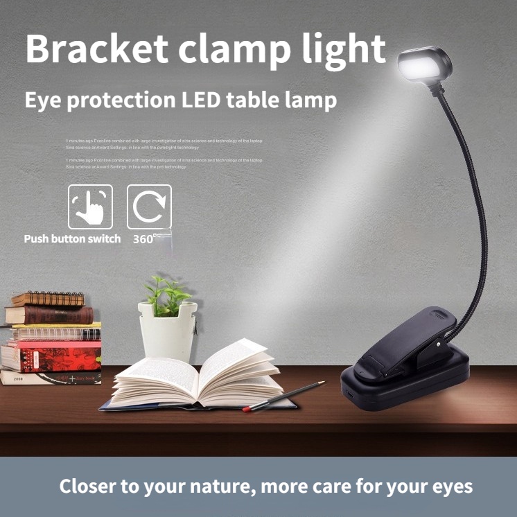 [ Portable Student Learning Reading Clip-on LED Desk  Light for  Household Bedroom Bedside Office Lighting ]