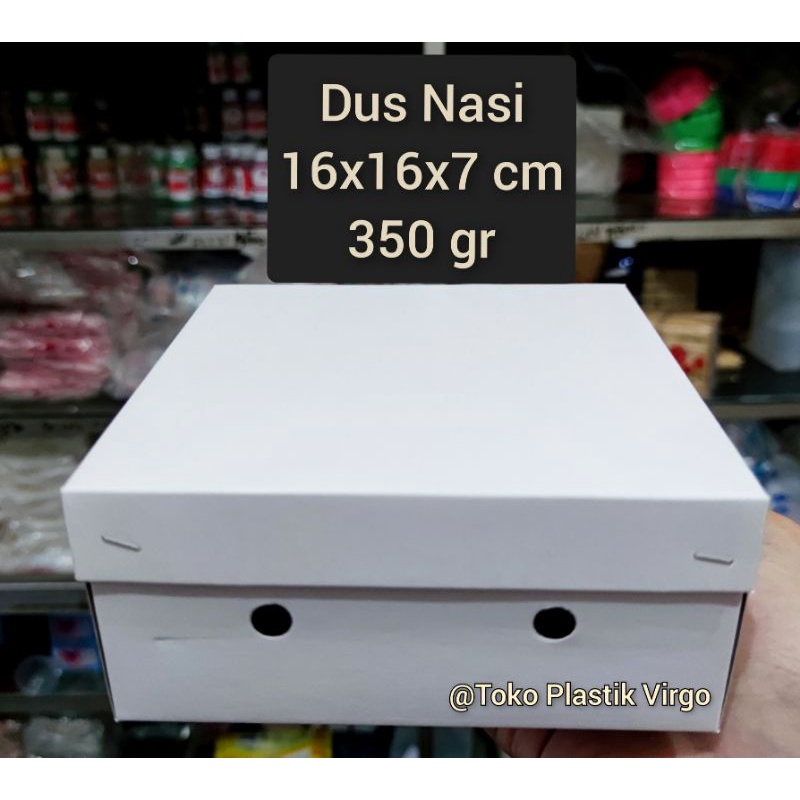 Box / Kardus / Dus Nasi Kue Snack Makanan - 16x16x7 cm - Putih Coated