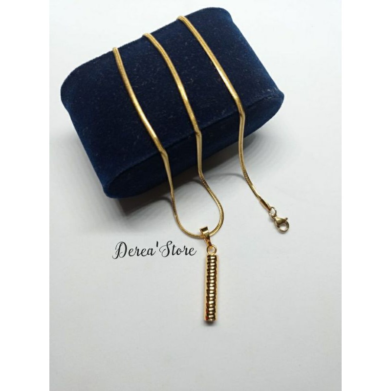 kalung emas titanium bandul bambu/kalung pria wanita