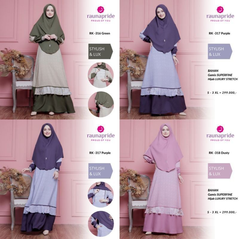 Rauna Set Hijab Rk 316 Rk 317 Rk 318