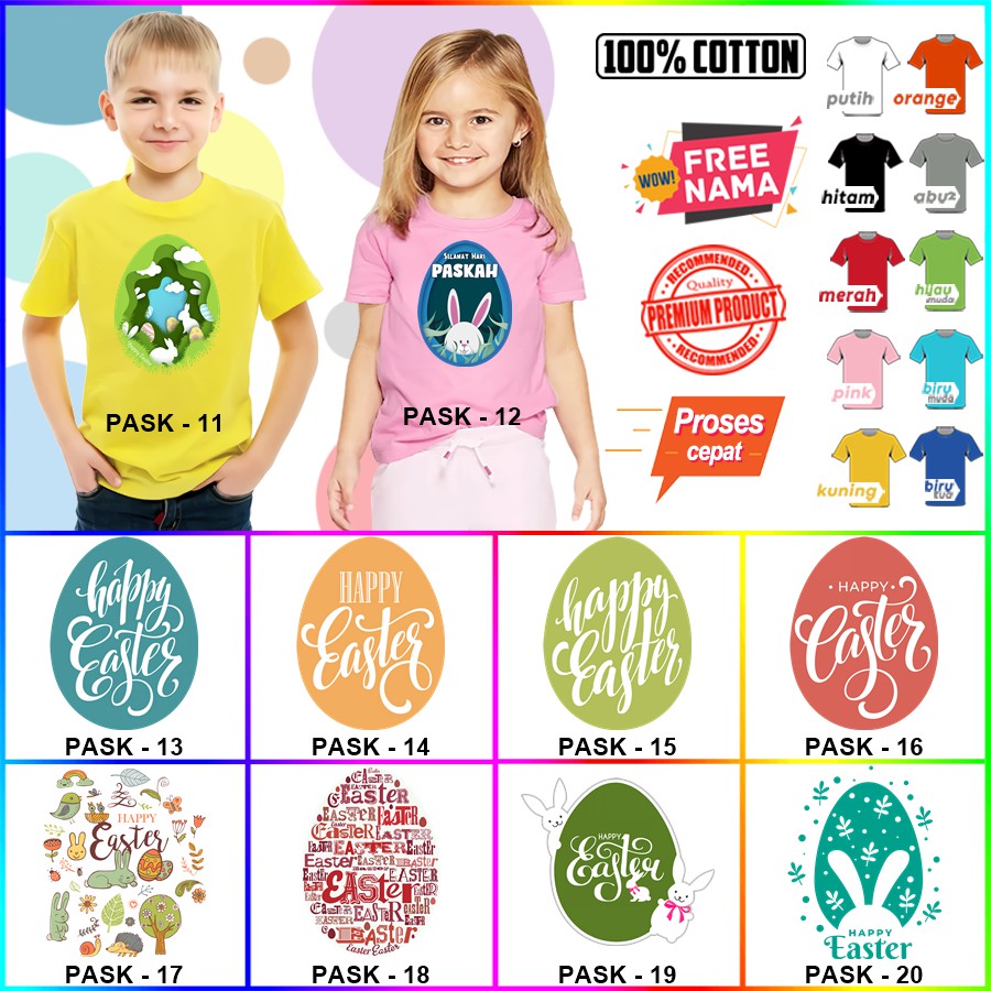 Baju Kaos ANAK DAN DEWASA PASKAH EASTER COUPLE (FREE NAMA)