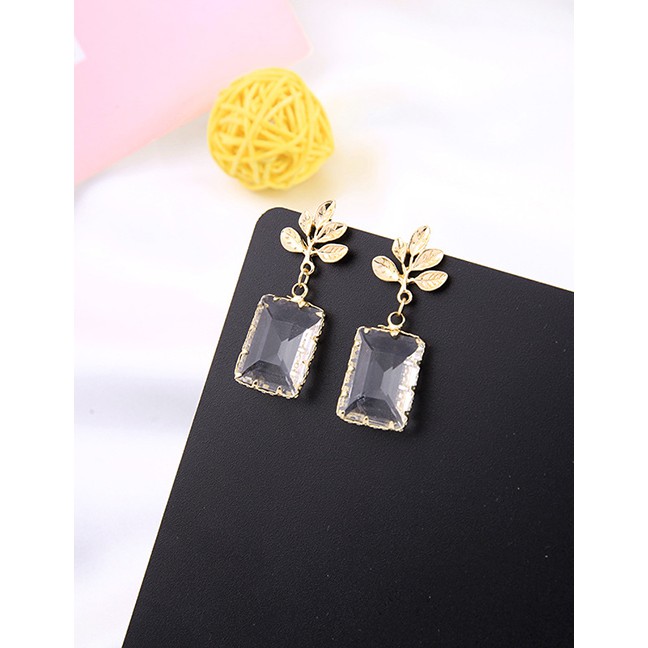 LRC Anting Tusuk Fashion Water Drop Gold Alloy S925 Silver Needle Geometric Transparent Crystal Earr