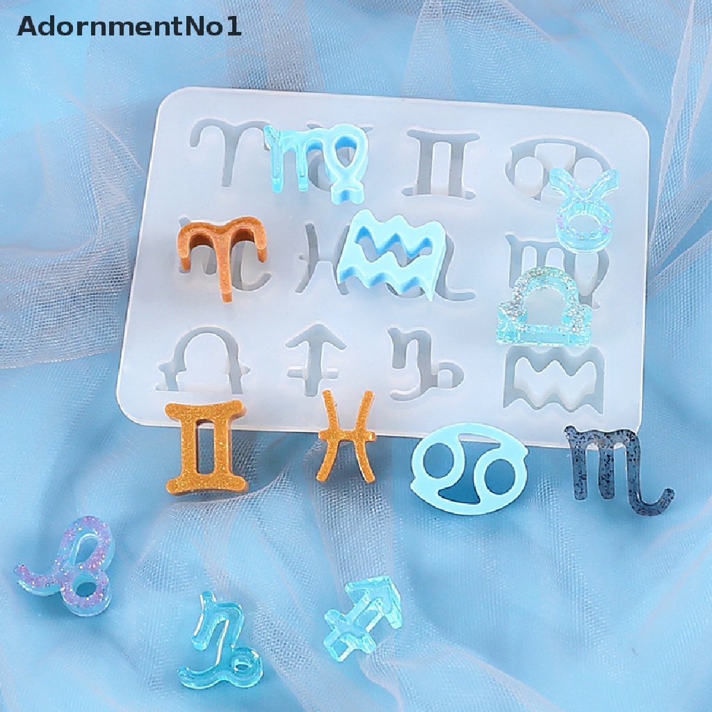 (AdornmentNo1) Cetakan Resin DIY Bentuk 12 Horoskop Bahan Silikon