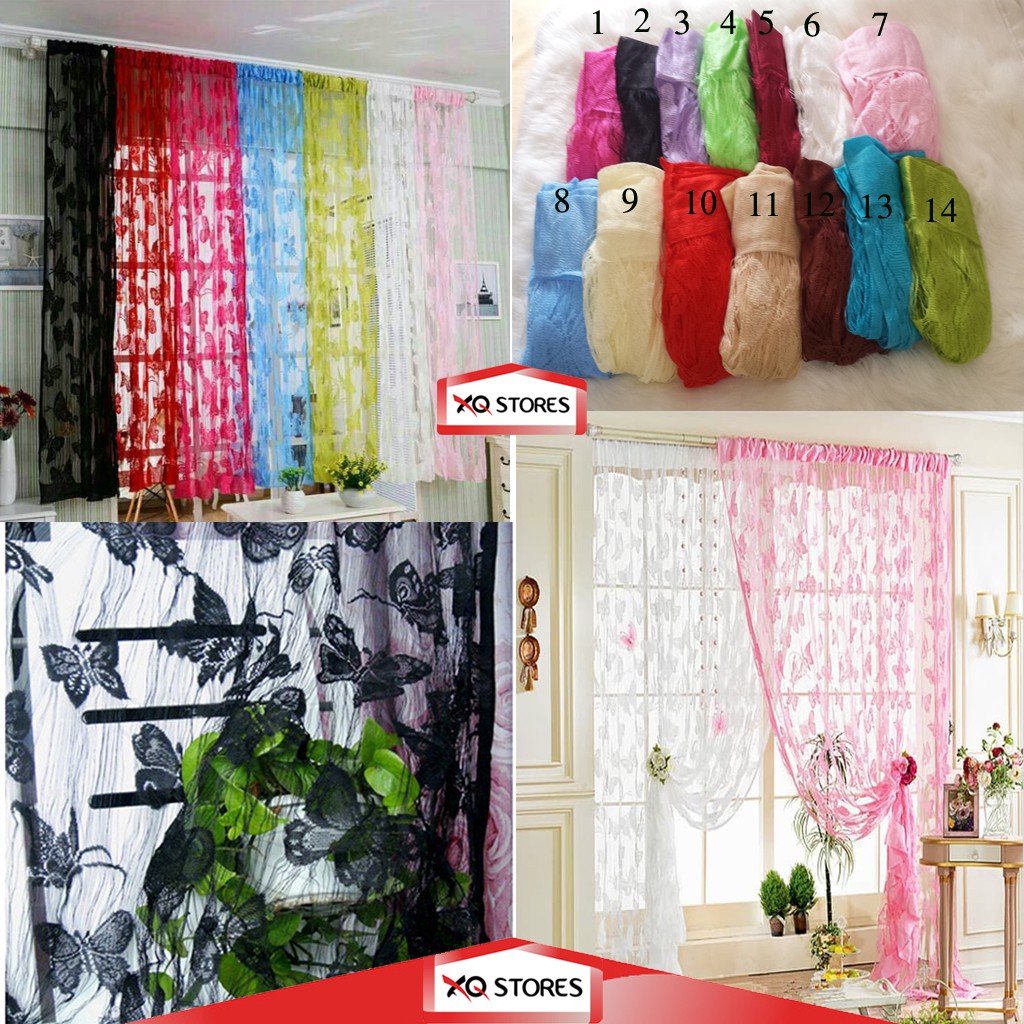 XQSTORES TIRAI BENANG KUPU-KUPU / GORDEN MOTIF KUPU-KUPU / TIRAI JENDELA / Tirai Kupu