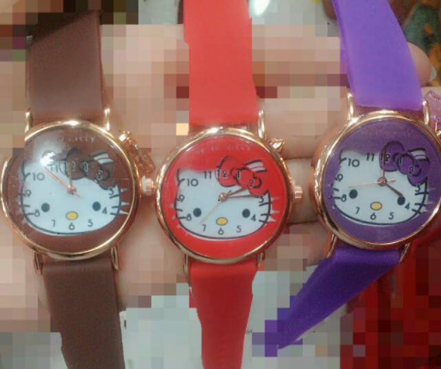 Terima Cod)Jam Tangan Wanita Hellow Kitty Rubber (Dikirim Dari JakarTa)