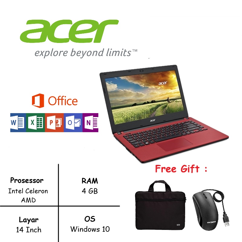 TERMURAH LAPTOP ACER ASPIRE 14 INCH RAM 8GB [FREE TAS &amp; MOUSE]