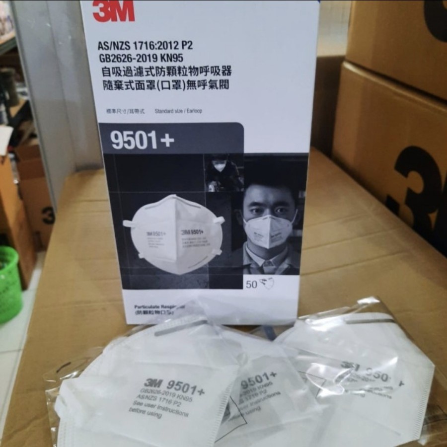 Masker 3M N95 KN95 9501+ Masker kesahatan anti virus Original 1 box 50