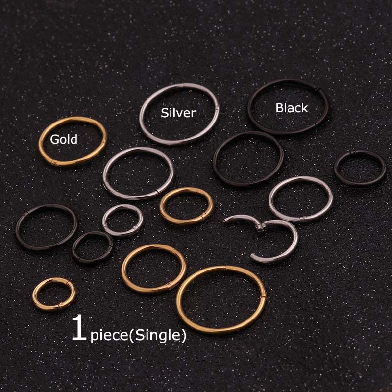 1Piece 6mm to 16mm 16G Stainless Steel Clicker Ring Hoop Nose Piercing Helix Cartilage conch Earring