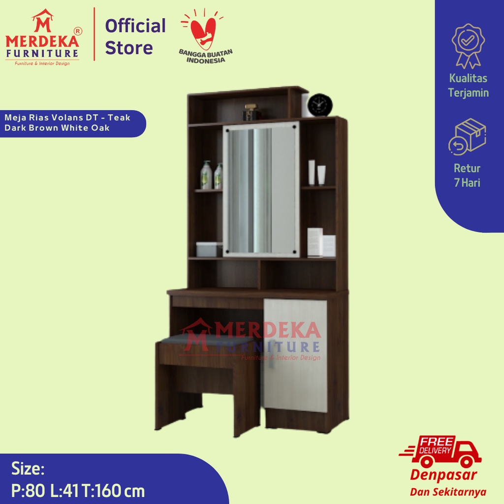 Meja Rias Volans DT - Teak Dark Brown White Oak