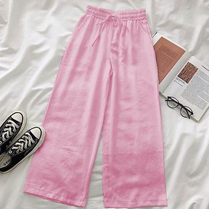 CELANA KULOT PANJANG POLOS WANITA KULOT HIGHWAIST BAHAN SPANDEK MODEL KEKINIAN FASHION BAWAHAN MUSLIM WANITA TERBARU OOTD KOREA KOREAN STYLE MURAH TERLARIS VARIASI TALI DEPAN YUNA CULLOTE BASIC PANTS POLOS LP 100 CM-3