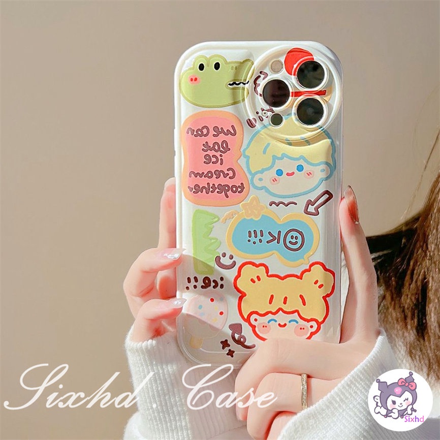 Redmi 12C 10C 10A 10 9C 9A 9T 9 Redmi Note 12 11 11s 10 9 8Pro Xiaomi 12X Mi 11Lite 11T 10T Poco F3 X3 X4Pro Cute Couple Doodle Air Cushion Phone Case Soft TPU Shockproof Protective Cover