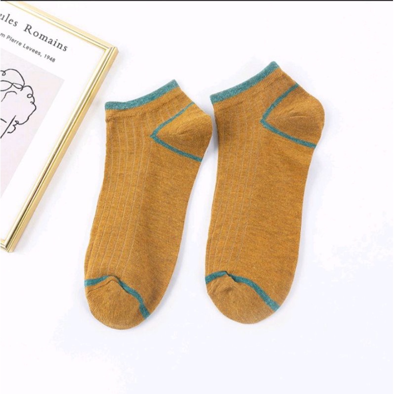 [ COD ] Kaos Kaki Ankle Semata Kaki Simple Motif Polos Garis Pria Wanita Unisex Murah Cute Socks Fashion Korea / Kaos Kaki Pria Polos / Kaos Kaki Pria Garis / Kaos kaki Wanita-Kuning Pendek