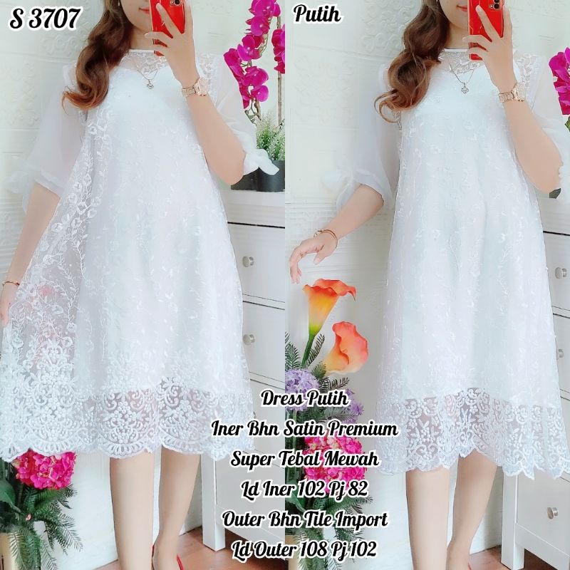 S 3707 #Dress Tile Putih Premium