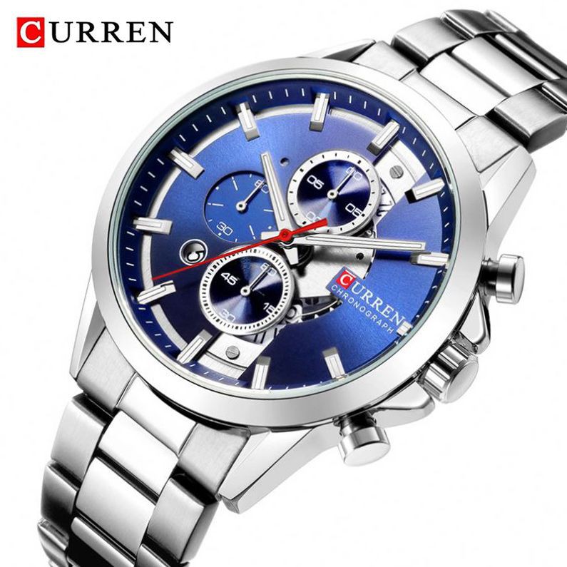 CURREN 8325 Jam Tangan Pria Analog Tali Kulit Chronograph Aktif WATCHKITE WKOS