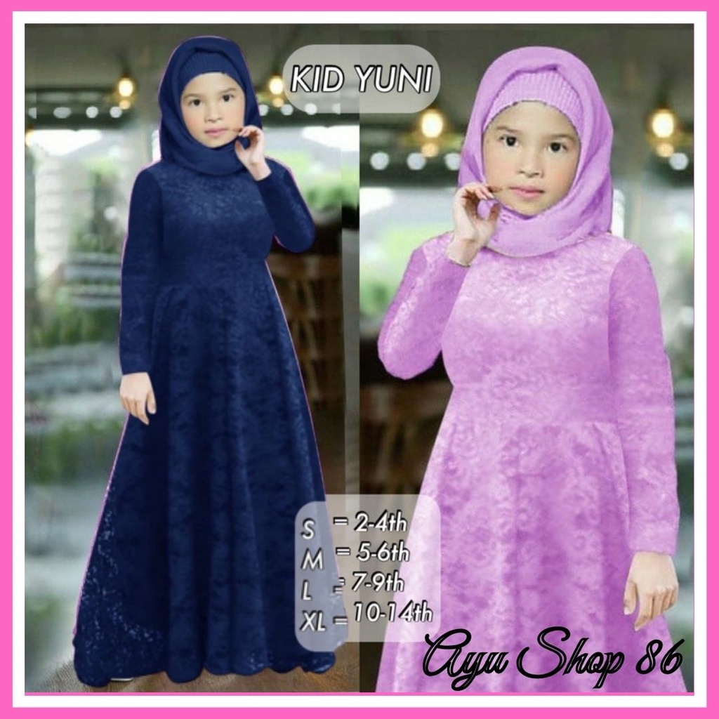 Maxi Pesta Anak Longdress Yuni Kid / Baju Gamis Brukat Anak Muslim Perempuan Remaja Tanggung Usia 2 