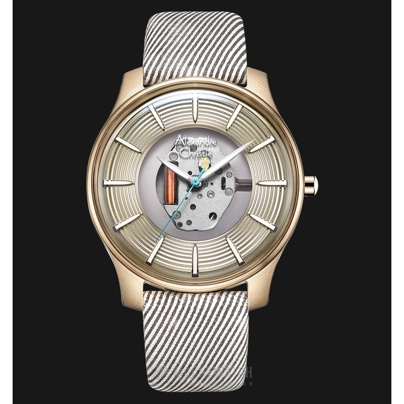 Alexandre Christie AC 8532 MH LCGIV Signature Watch Skeleton Dial Leather Strap