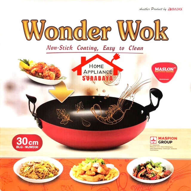 Wajan Goreng Penggorengan Maspion Maslon Jawa Wonder Wok 30 CM Anti Lengket