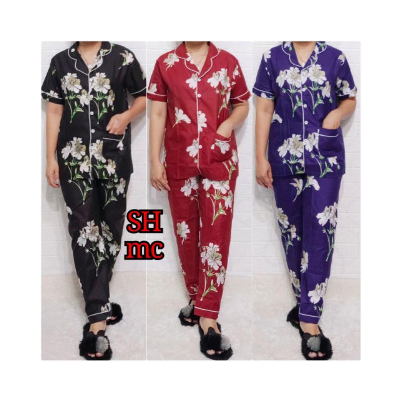 Baju Tidur Piyama Wanita Motif Flora Pajamas Katun  / Baju Tidur setelan Wanita Katun CP Terbaru Bigsize Kekiniaan