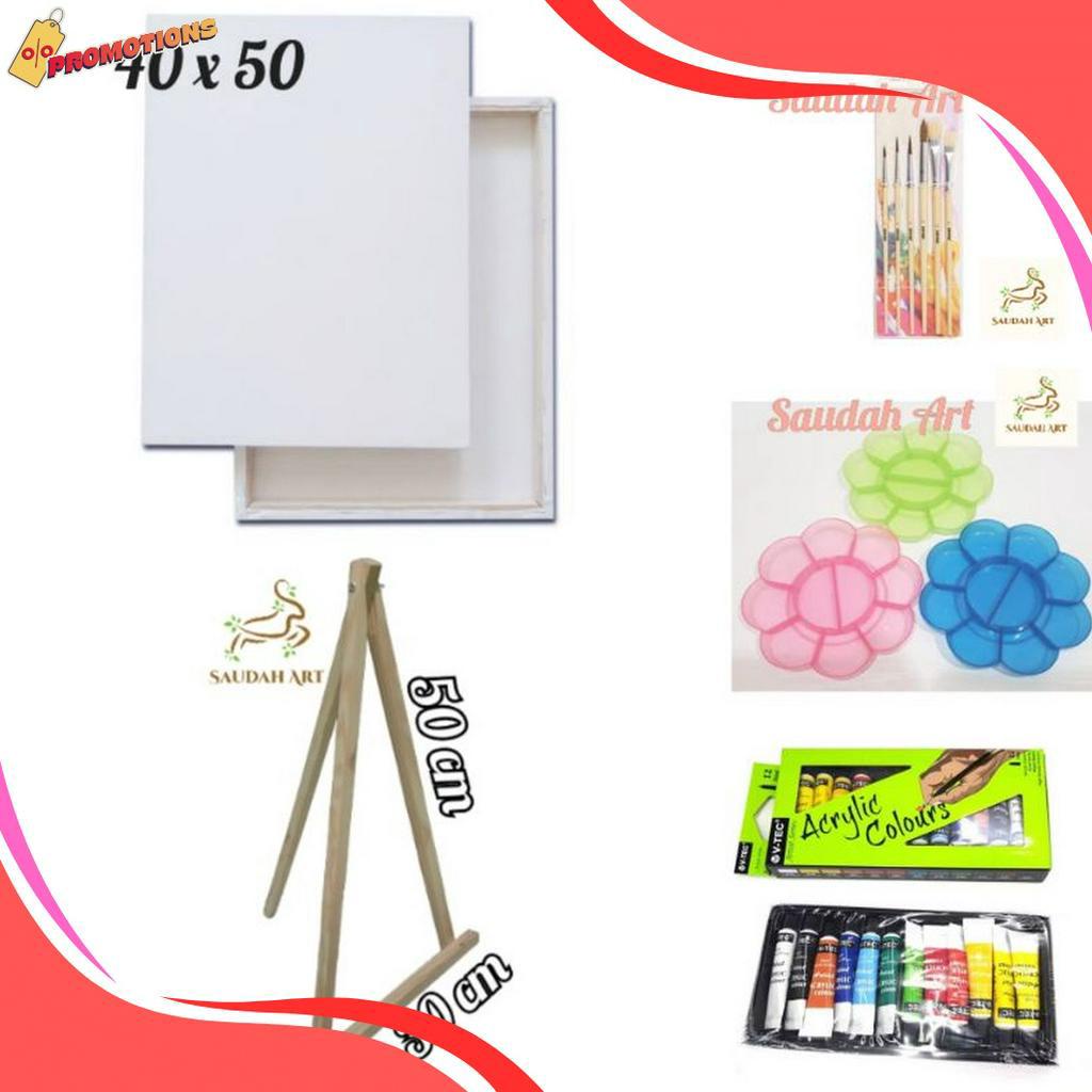 

LIMITLESS Paket Lukis Lengkap kanvas 4x5kuaspaletcat akrilikeasel 3x5