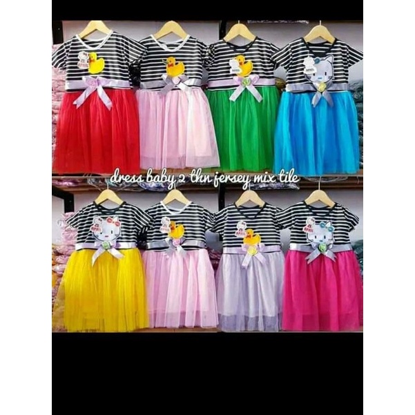 dress anak jersey kombinasi