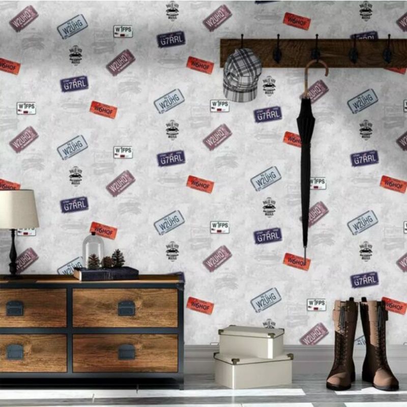 Grosir murah wallpaper sticker dinding warna dasr putih motif gambar dan tulisan