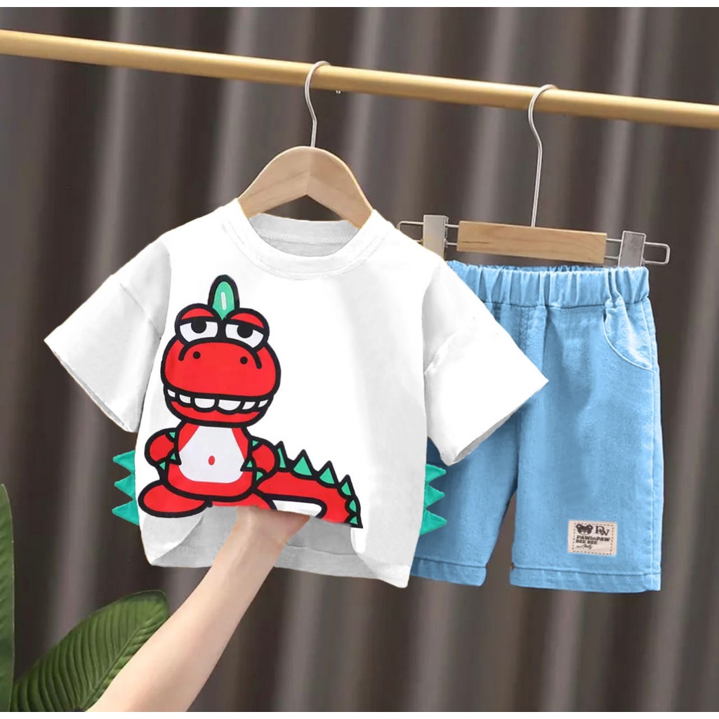 SETELAN ANAK BAJU ANAK ANAK 1-5 TAHUN SETELAN BABY DINO ANAK LAKI LAKI SETELAN ANAK PEREMPUAN