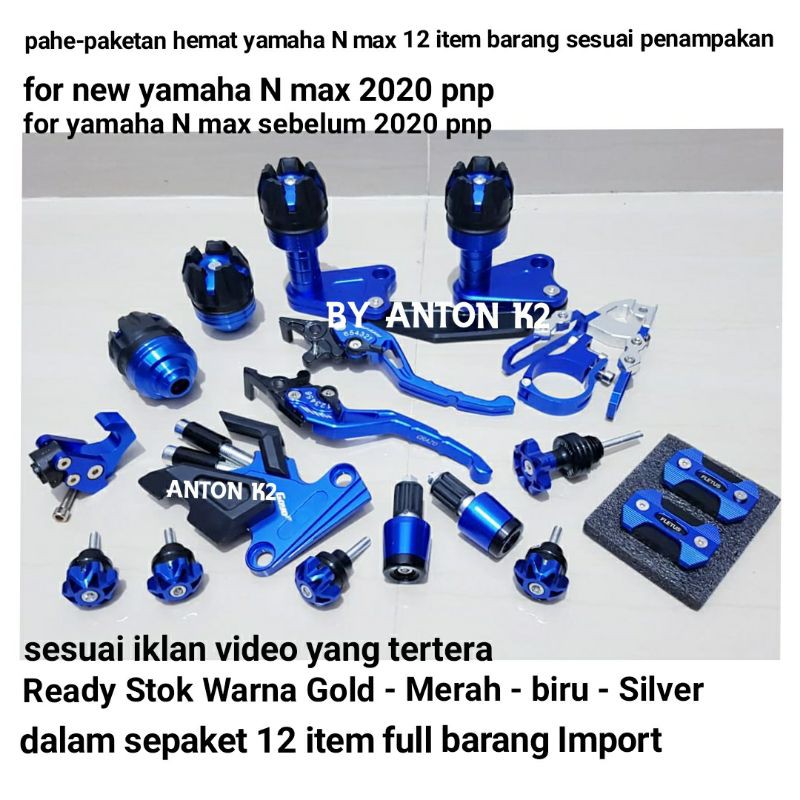 AKSESORIS PAKET 12 ITEM JALU KNALPOT BAWAH-HANDLE REM BRAKE VARIASI MOTOR YAMAHA N MAX-NMAX OLD/NMAX
