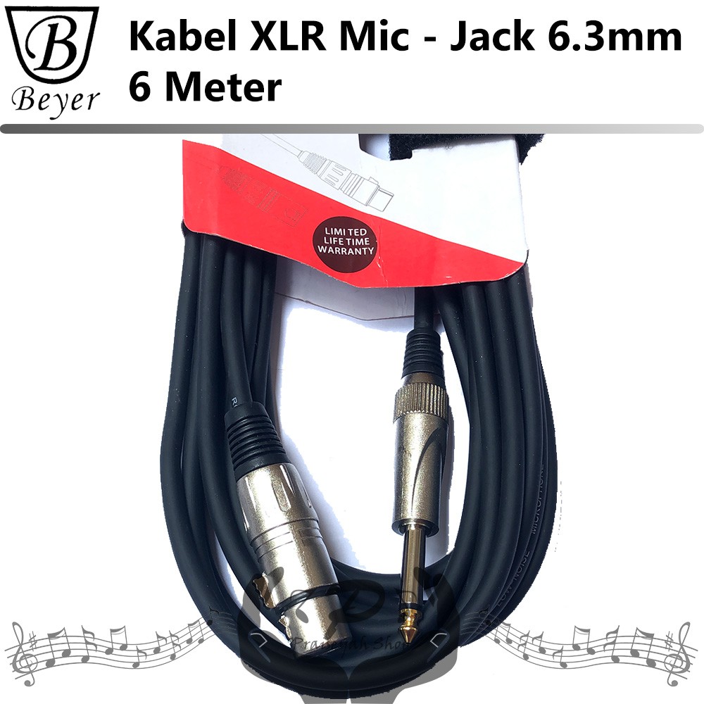 Kabel Microphone XLR Female - Jack 6.3 mm Mikrofon 6 Meter