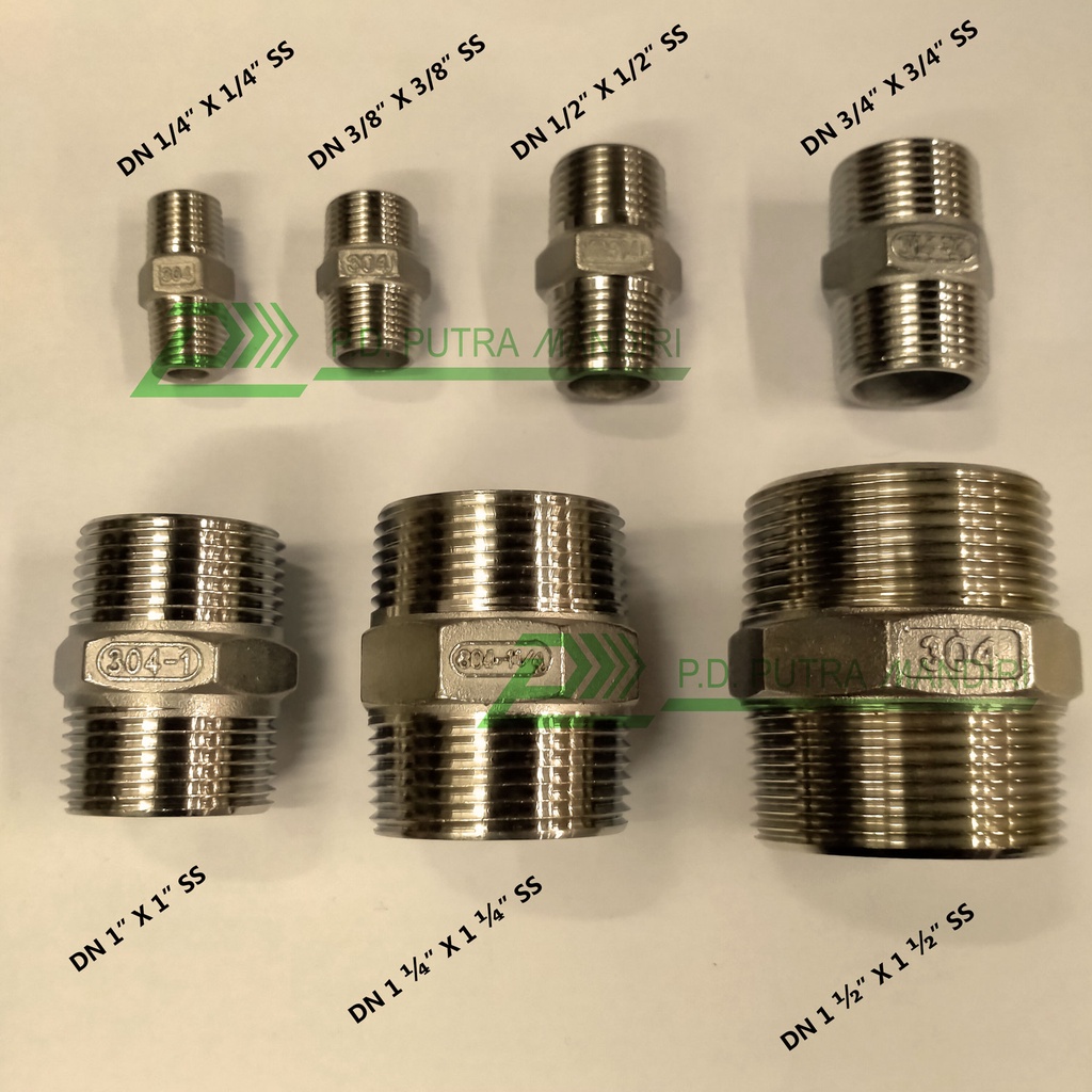 Dobel Nepel 1/2" x 3/8" - STAINLESS / Double Nipple