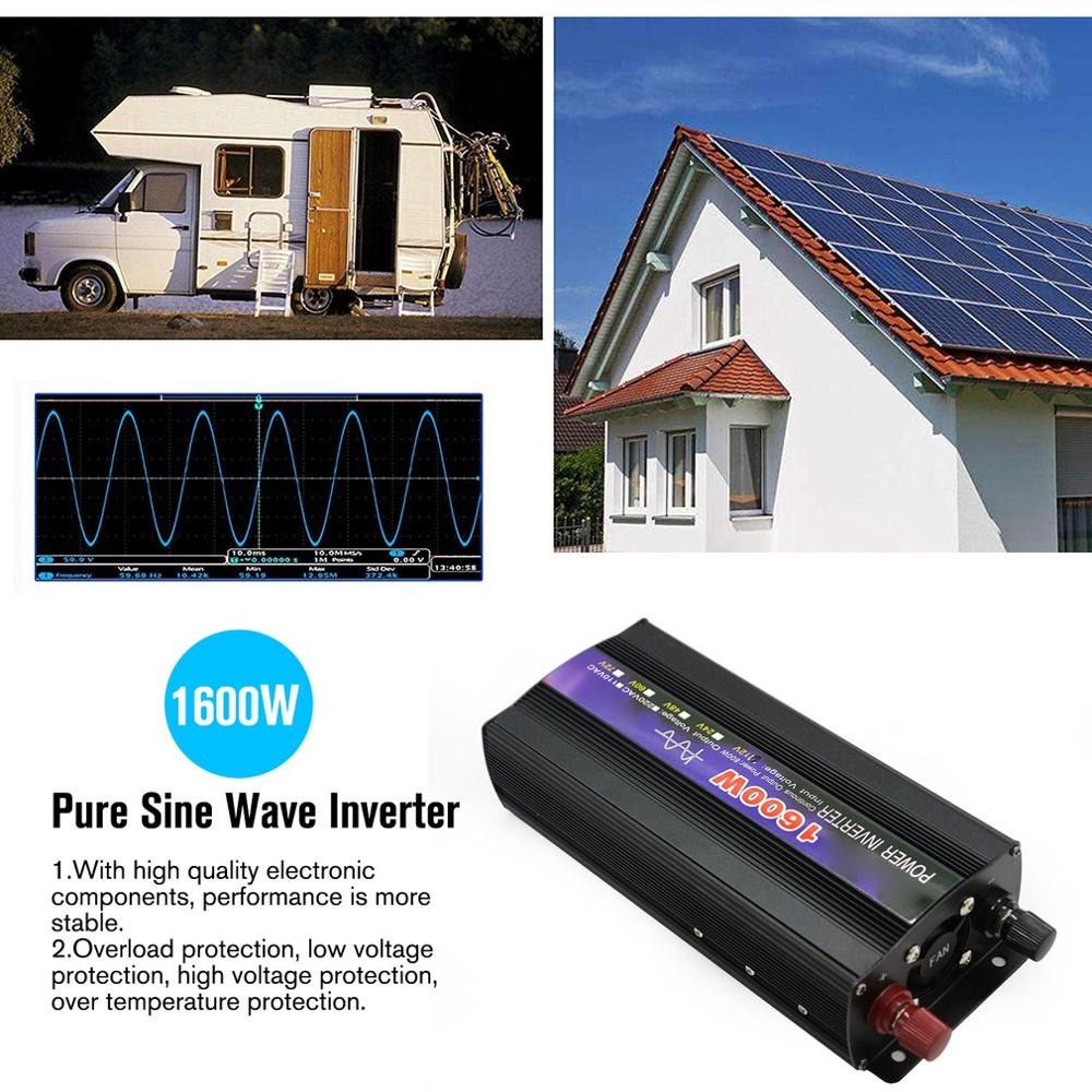 Power Inverter Pure Sine Wave Car Converter DC12to AC220V 1600W SY1000