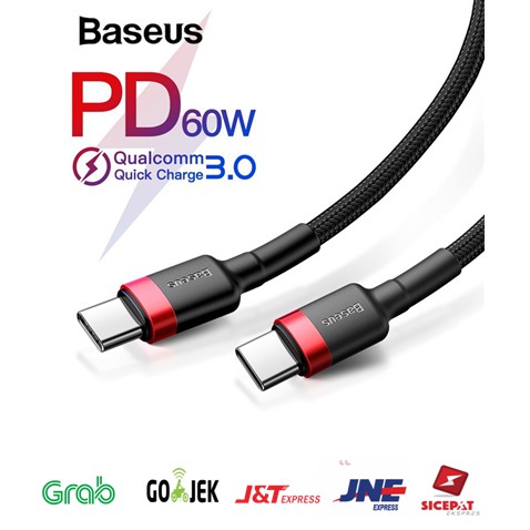 Kabel Data Baseus Cafule Type- C to C Cable Pd2.0 60W Fast Charging (20V 3A)1M