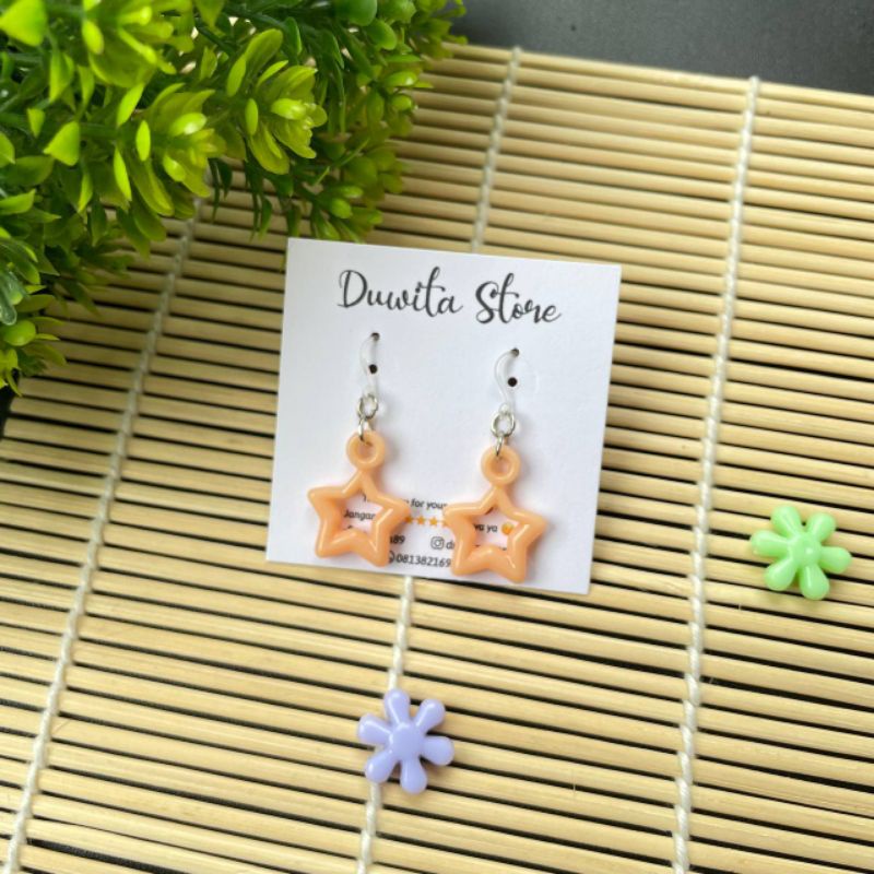 HANDMADE ANTING ANAK/DEWASA KAITAN PLASTIK MOTIF BINTANG