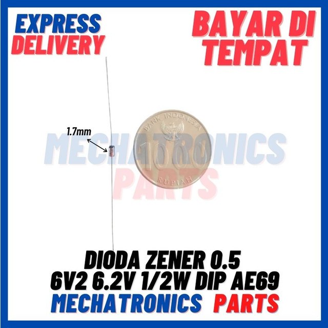 [SMC-9104] DIODA ZENER 0.5 6V2 6.2V 1/2W DIP AE69