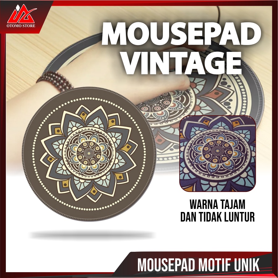 VINTAGE MOUSEPAD Comfast Mouse Pad Bulat Anti Slip Vintage Bohemian 200mm Original